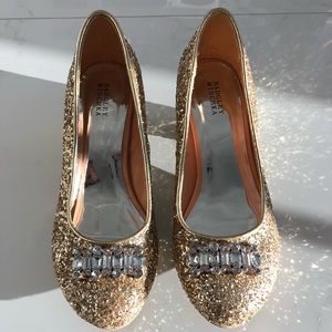 Badgley Mischka Girls Glitter Rhinestone pumps